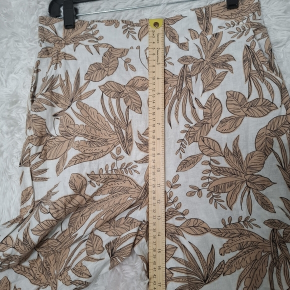 Nicole Miller Pants Womens Size Large Wide Leg Linen Blend Tropical Leaf Beachy - Picture 6 of 13